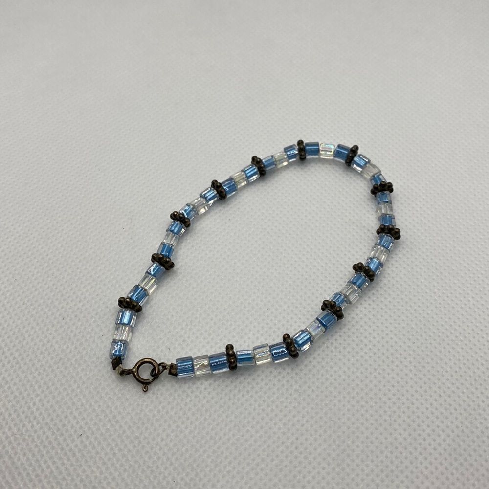 💛 925 Handmade Blue Bead Bracelet - Picture 2 of 3